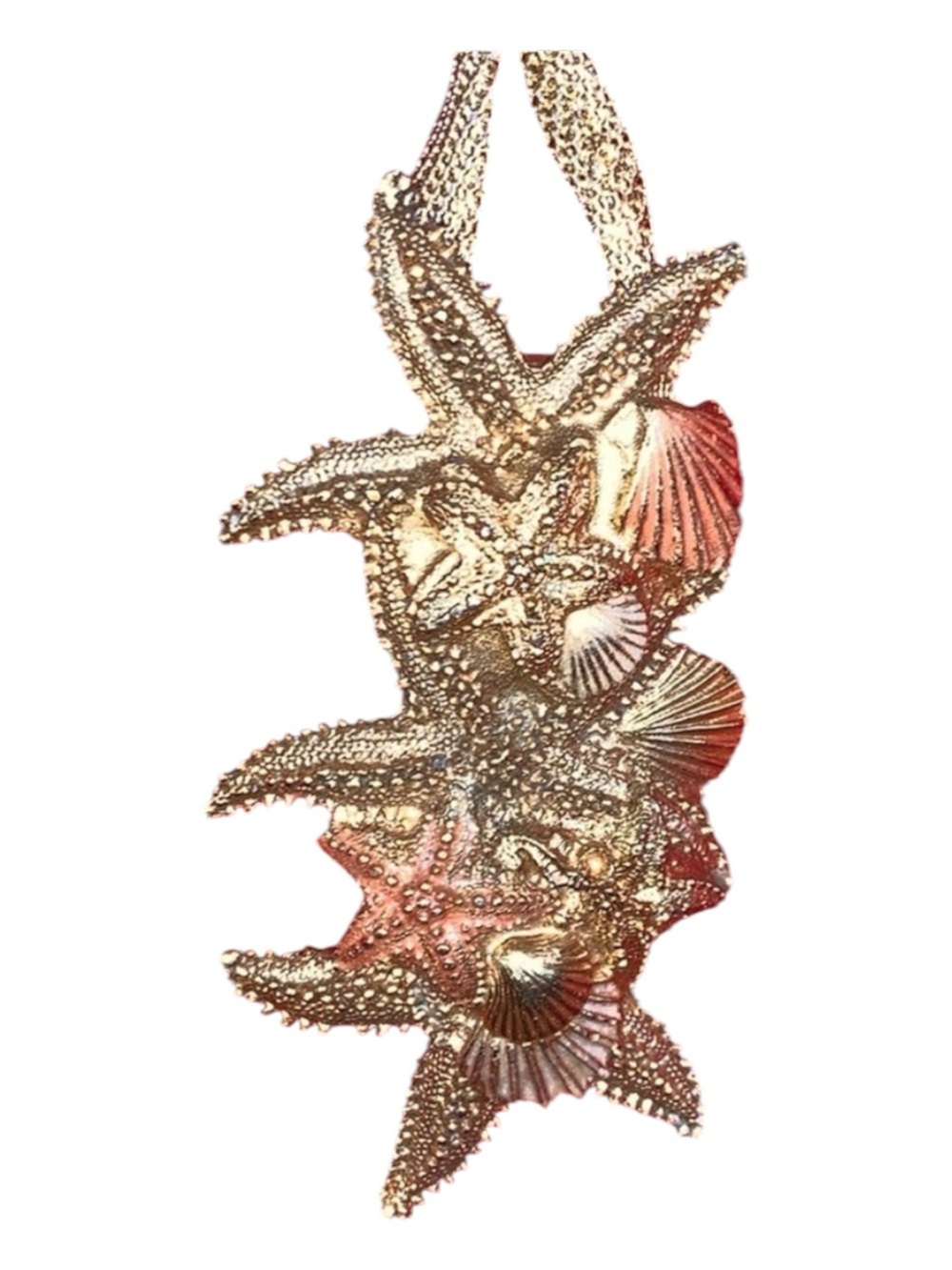 Ragamuffin Couture: necklace, gold starfish cluster, mesh chain OOAK bespoke euc